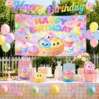 STJKRCLW Dumpling-Themed Happy Birthday Party Backdrop