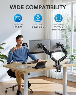 HUANUO FlowLift Full-Motion Dual Monitor Desk Mount