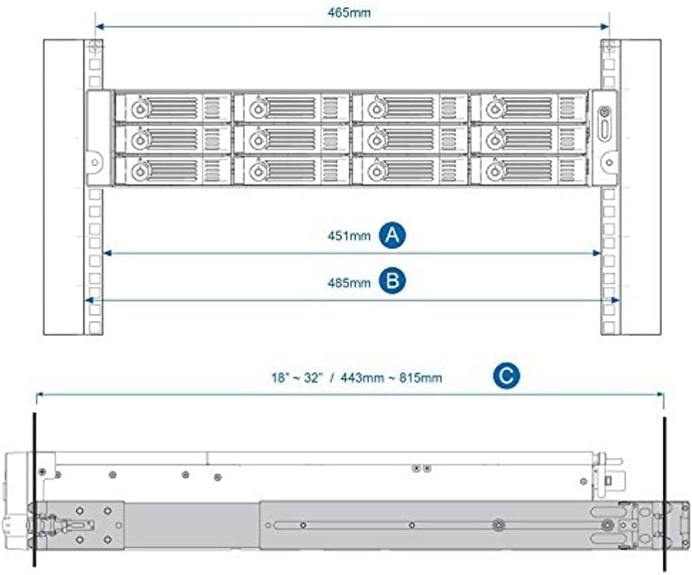 QNAP RAIL-B02 Network Storage System Mounting Rail Kit