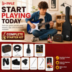 Pyle Blue Burst ST-Style Electric Guitar Starter Kit with Amp