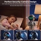 pafyh 3-in-1 Astronaut Clock Security Camera with 2K Night Vision
