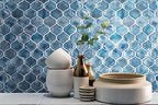 MSI AMZ-MD-00295-SAM Blue Shimmer Arabesque Glass Tile