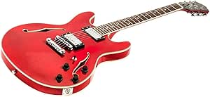 Monoprice 610502: Boardwalk Semi-Hollow Electric Guitar, Red