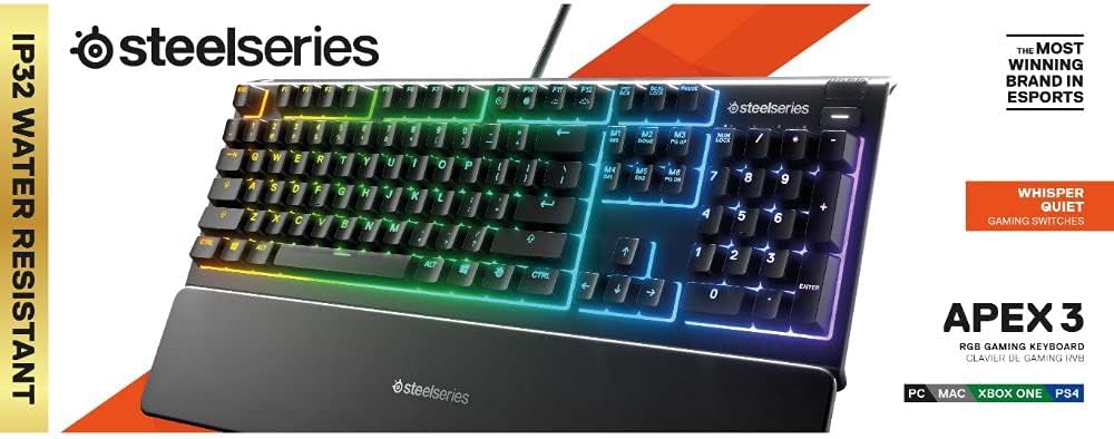 SteelSeries 64795 Apex 3 Water Resistant Gaming Keyboard