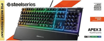 SteelSeries 64795 Apex 3 Water Resistant Gaming Keyboard