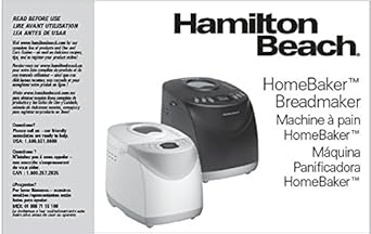 Misc 29880 Hamilton Beach Bread Machine Manual Reprint