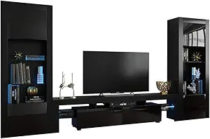 Misc Modern Wall Unit Entertainment Center Beige Black White