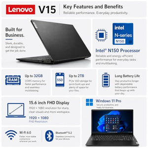 Lenovo V15 15.6-Inch FHD Business Laptop with Windows 11 Pro