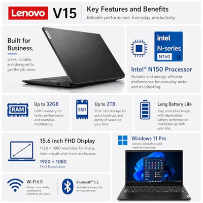 Lenovo V15 15.6-Inch FHD Business Laptop with Windows 11 Pro