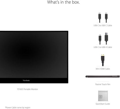 ViewSonic TD1655 15.6" Portable Touchscreen Monitor - USB-C Powered