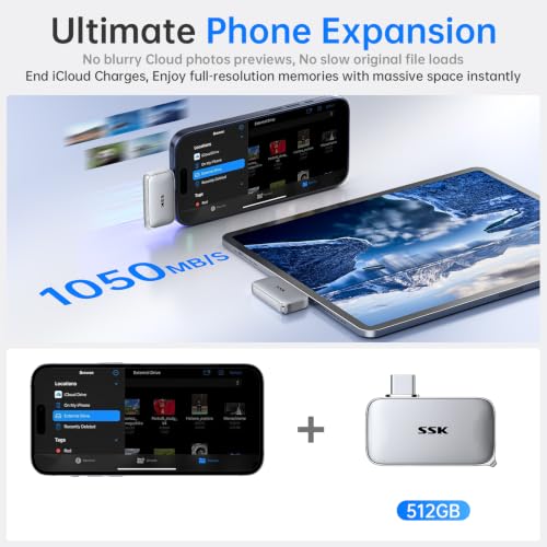 SSK 512GB Portable USB-C SSD with Direct-Plug Design — main product image