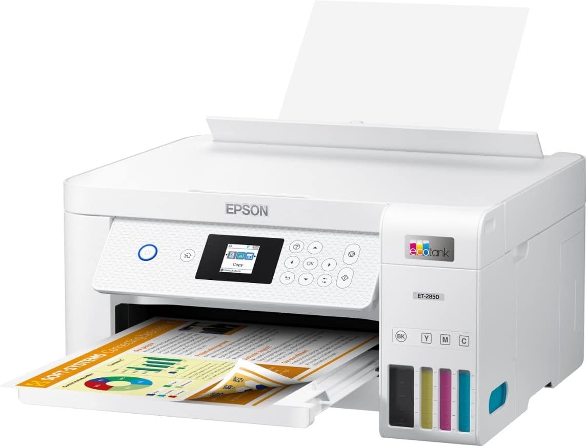 Epson ET-2850 EcoTank Wireless All-in-One Printer, White