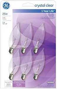GE 75223 25W Candle Bulb 6-Pack - Clear