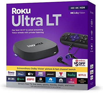 Roku Voice Remote Ultra LT (2023) 4K Streaming Player - HDMI, Headphones (Renewed)