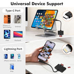 Ardaddyn 3-in-1 XD, SD & microSD Card Reader with USB-C and Lightning