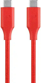 Monoprice 114987 USB-C to USB-C 2.0 Cable - 3ft, Red Braided