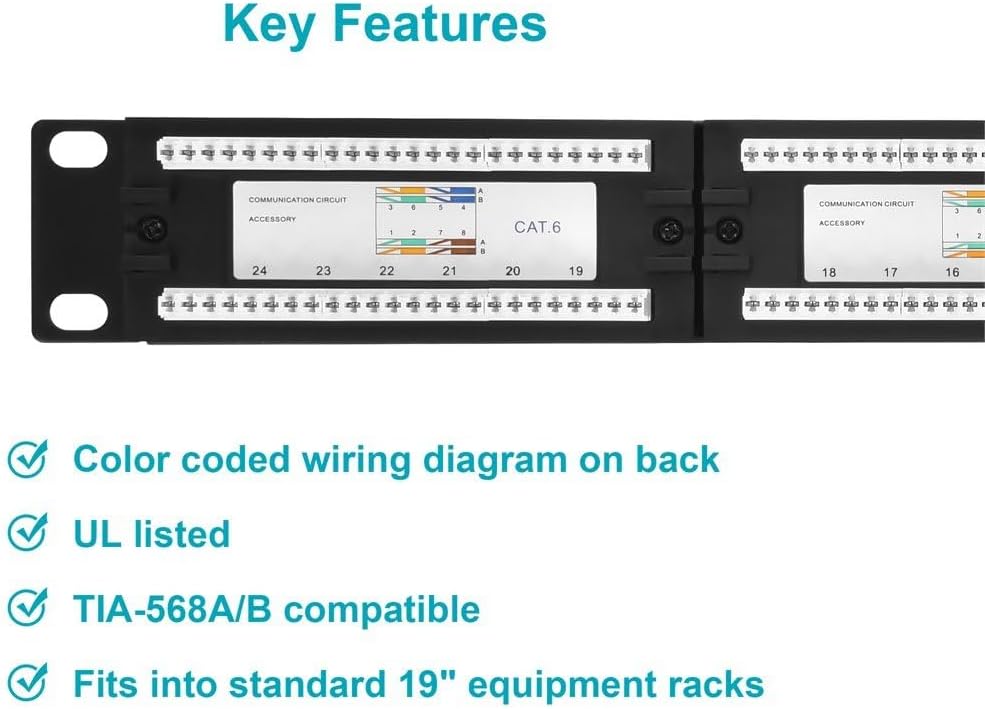 Monoprice N252-024 Cat6 Patch Panel 24-Port