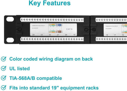 Monoprice N252-024 Cat6 Patch Panel 24-Port