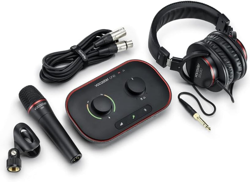 Focusrite AMS-VOCASTER-ONE-STUDIO Solo Podcast Interface Studio Bundle — main product image