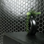 MSI AMZ-MD-00556 Black Hexagon Porcelain Mosaic Tile Backsplash