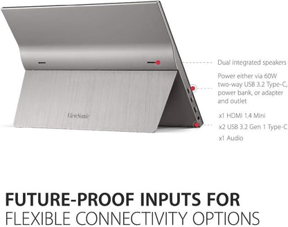 ViewSonic VG1655 15.6" Portable Monitor USB-C Powered