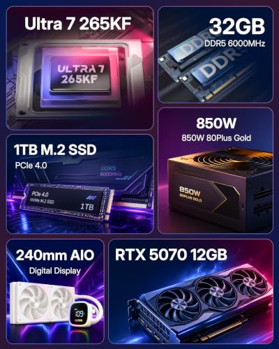 KOTIN Ultra 7 265KF Prebuilt Gaming Desktop with RTX 5070