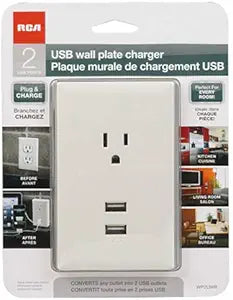 RCA WP2UWR Dual USB Wall Plate Charger — main product image