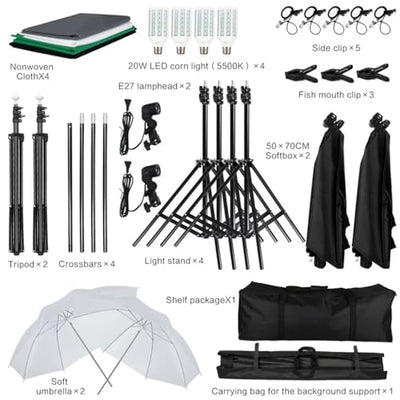 XJPWZER Photo Studio LED Softbox & Umbrella Lighting Kit