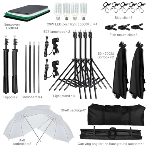 XJPWZER Photo Studio LED Softbox & Umbrella Lighting Kit — main product image