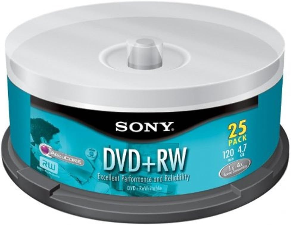 Sony 25DPW47RS2 DVD+RW Re-Recordable Discs Spindle