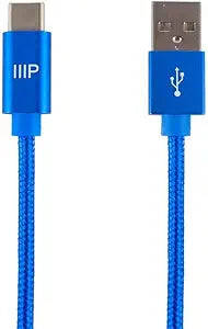 Monoprice 138913 USB-C to USB-A Charge Sync Nylon Cable Blue 6ft