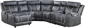 Lexicon Gabriel 6-Piece Power Reclining Sectional Gray — main product image