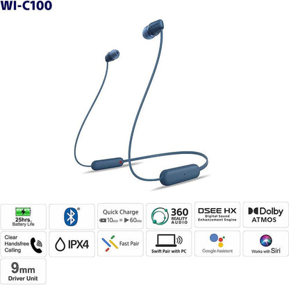 Sony WIC100/B Wireless In-Ear Bluetooth Headphones Black