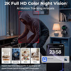 pafyh 3-in-1 Astronaut Clock Security Camera with 2K Night Vision