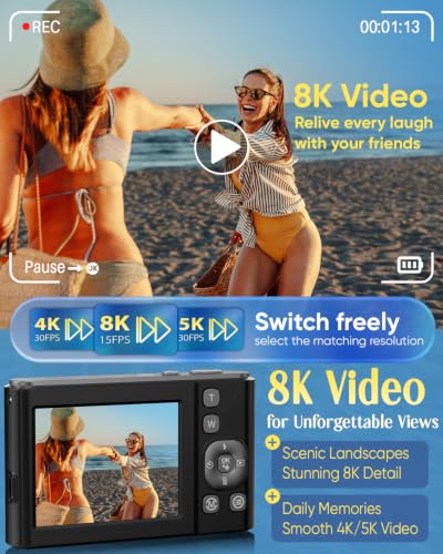 DUOCH 8K Vlogging Camera with Dual Screens and WiFi