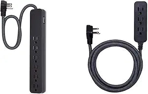 GE UltraPro 44070 6-Outlet Surge Protector Braided Cord