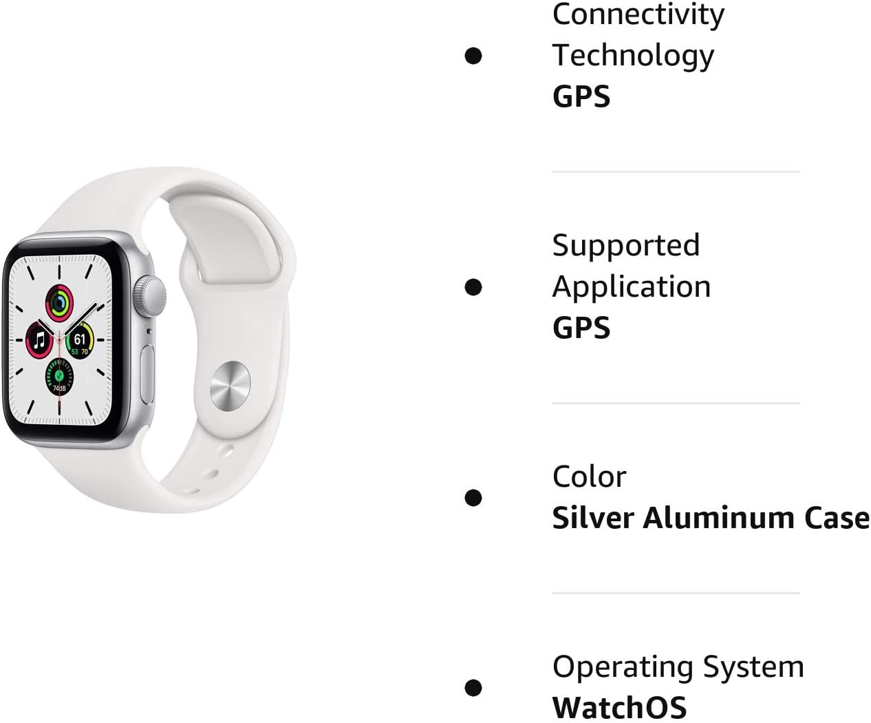 Apple A2351 Watch SE (GPS, 40mm) Silver (Renewed)