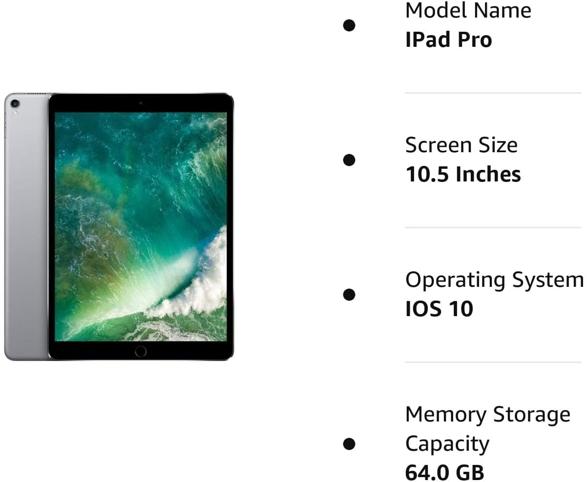 Apple A1701 2017 iPad Pro 10.5-inch 64GB Space Gray (Renewed)