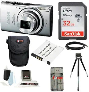Canon ELPH 350 HS Silver Camera Bundle