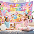 STJKRCLW Dumpling-Themed Happy Birthday Party Backdrop