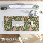 Niniubye Pink Retro Floral Desk Mat and Gaming Mouse Pad