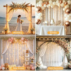Chesjin White Sheer Tulle Backdrop Curtain with Fairy Lights