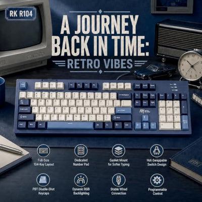 RK ROYAL KLUDGE R104 Full-Size Gasket-Mount Mechanical Keyboard
