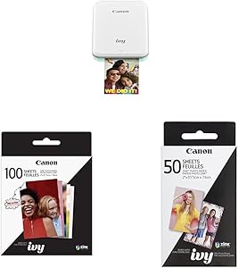 Canon Ivy Mini Photo Printer - Mint Green, Paper Bundle