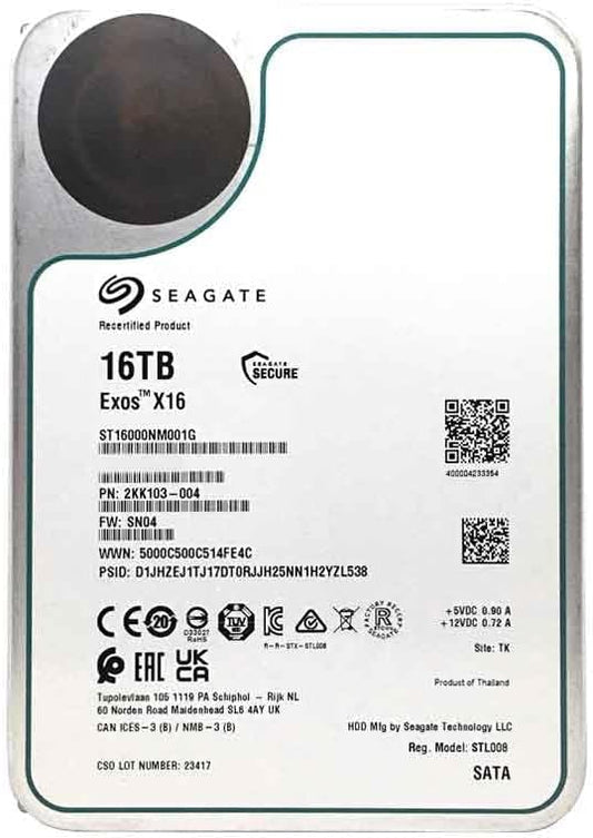 Seagate Exos X16 16TB 7200 RPM SATA 6Gb/s Enterprise HDD Renewed