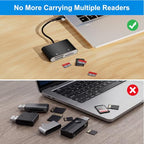 Diliichar 4-in-1 Memory Card Reader for Lightning and USB-C