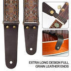 Nefelibata Embroidered Full-Grain Leather-End Guitar Strap
