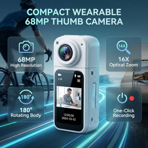 UPALDHOU Thumb Camera 68MP 16X Magnetic Wearable Camcorder — main product image