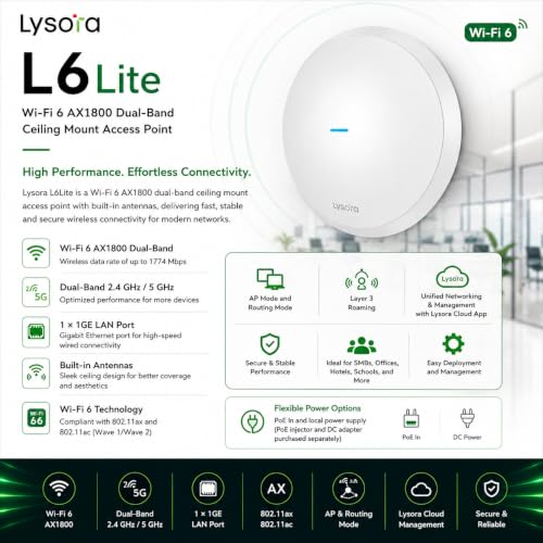 Lysora L6Lite Wi-Fi 6 AX1800 Ceiling-Mount Access Point — main product image