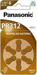 Panasonic 2A/7103/49 Hearing Aid Batteries Zinc-Air PR312 — main product image